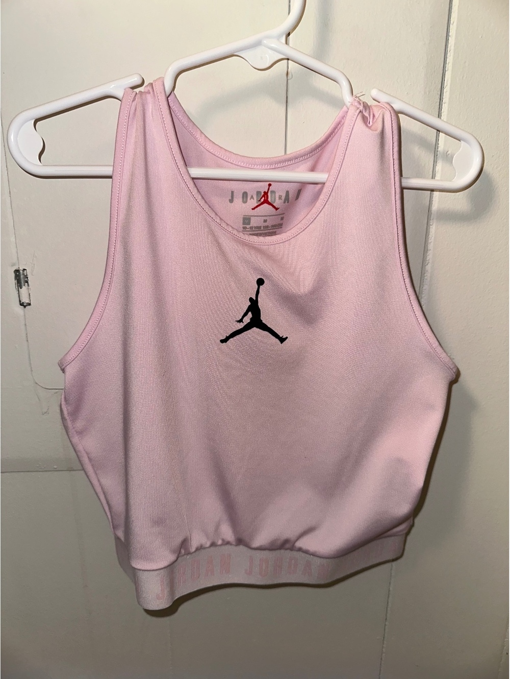 Jordan Youth Pink Crop Tank Top Size 10-12 with Black Jumpman Logo